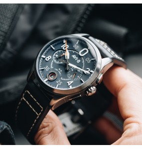 AVI-8 SPITFIRE LOCK CHRONOGRAPH BLEU CUIR AV-4089-04