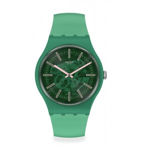 Montre Unisexe SWATCH Sunbrush Grass SO29G100 - Collection Monthly Drops - Boitier matériau biosourcé vert