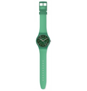 Montre Unisexe SWATCH Sunbrush Grass SO29G100 - Collection Monthly Drops - Boitier matériau biosourcé vert