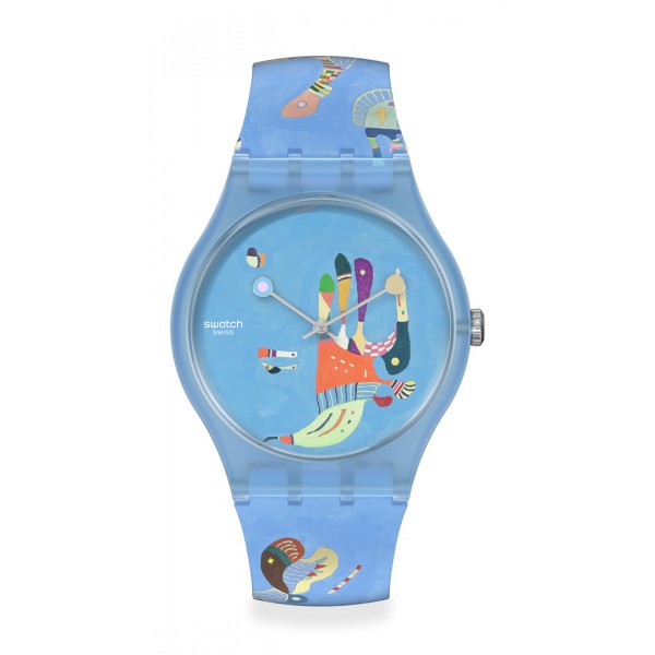 Montre Unisexe SWATCH Blue Sky, By Vassily Kandinsky SUOZ342 - Collection Swatch X Centre Pompidou - Boitier plastique bleu Montre Unisexe SWATCH Blue Sky, By Vassily Kandinsky SUOZ342 - Collection Swatch X Centre Pompidou - Boitier plastique bleu