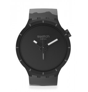 Montre Unisexe SWATCH Big Bold Bioceramic Basalt SB03B110 - Collection Colors Of Nature - Boitier biocéramique noire