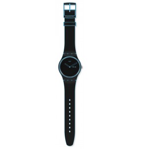 Montre Unisexe SWATCH Minimal Line Blue SO29S701 - Collection Monthly Drops - Boitier matériau biosourcé noir