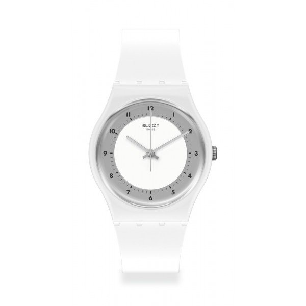 Montre Unisexe SWATCH Weisser Than White SO28W104 - Collection Monthly Drops - Boitier matériau biosourcé blanc