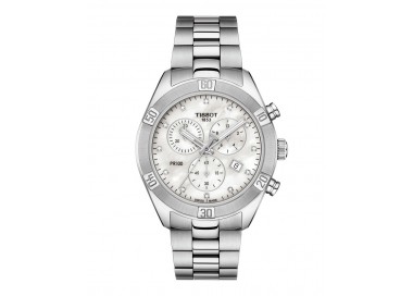 TISSOT PR 100 SPORT CHIC CHRONOGRAPH NACRE BLANCHE ACIER T1019171111600