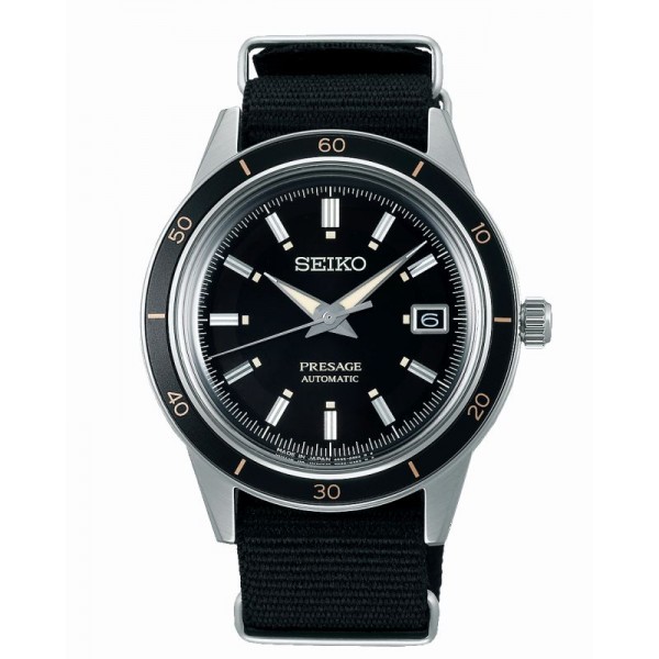 Montre Homme Seiko Presage SRPG09J1 - Mouvement automatique - Cadran noir - Bracelet nylon noir