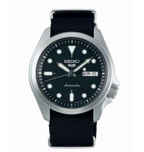 Montre Homme Seiko S5S SRPE67K1 - Mouvement automatique - Cadran noir - Bracelet nylon noir