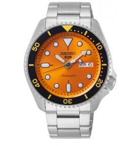 Montre Homme Seiko S5S SRPD59K1 - Mouvement automatique - Cadran orange - Acier inoxydable