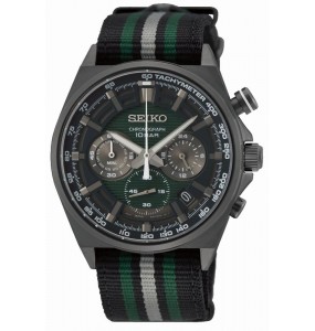 SEIKO SPORT VERT NOIR QUARTZ CHRONOGRAPHE SSB411P1