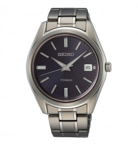 Montre Homme Seiko Classique SUR373P1 - Mouvement quartz - Cadran bleu -  Boîtier et bracelet titane