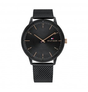 Montre Tommy Hilfiger Hendrix Homme - Boitier acier Noir - Bracelet acier Noir