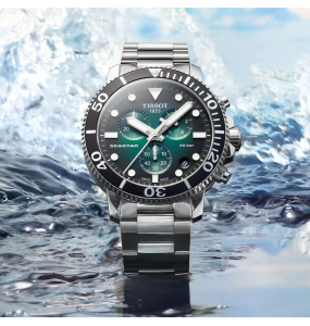 Montre Homme Tissot Seastar 1000 Quartz Chrono Cad Rond, Vert dégradé - T1204171109101