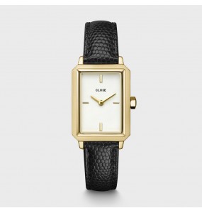 Montre Femme Cluse Fluette Leather Black Lizard, Gold Colour blanc CW11504