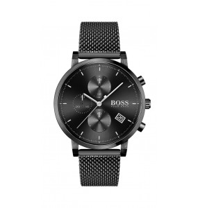 Montre Homme Hugo Boss Business  - Boîtier acier noir - Bracelet acier noir - Ref 1513813