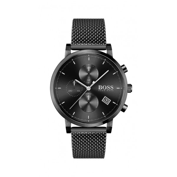 Montre Homme Hugo Boss Business  - Boîtier acier noir - Bracelet acier noir - Ref 1513813