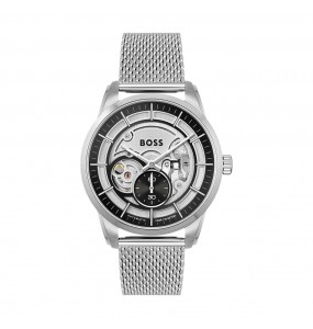 Montre Homme Hugo Boss Automatique Sport Lux  - Boîtier acier argenté - Bracelet acier argenté - Ref 1513945