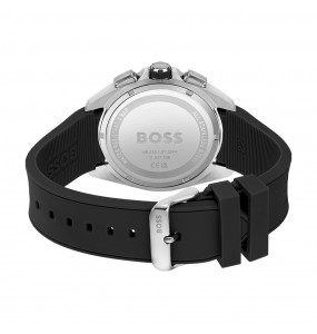 Montre Homme Hugo Boss Athleisure  - Boîtier acier argenté - Bracelet Silicone Noir - Ref 1513953