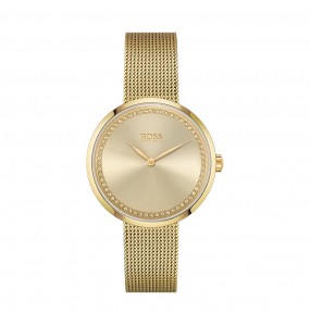 Montre Femme Hugo Boss Praise  - Boîtier acier doré - Bracelet acier doré - Ref 1502547