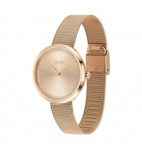 Montre Femme Hugo Boss Praise  - Boîtier acier doré rose - Bracelet acier doré rose - Ref 1502548