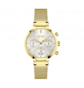 Montre Femme Hugo Boss Flawless  - Boîtier acier doré - Bracelet acier et or Jaune - Ref 1502552