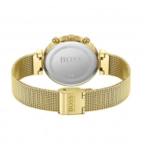 Montre Femme Hugo Boss Flawless  - Boîtier acier doré - Bracelet acier et or Jaune - Ref 1502552