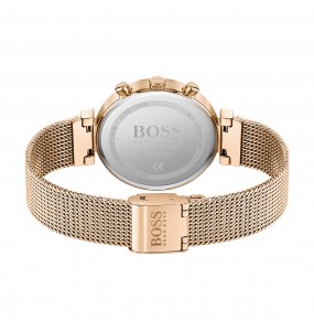 Montre Femme Hugo Boss Flawless  - Boîtier acier doré rose - Bracelet acier et  or rose - Ref 1502553