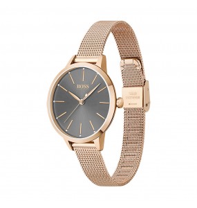 Montre Femme Hugo Boss Business  - Boîtier acier doré rose - Bracelet acier doré rose - Ref 1502613