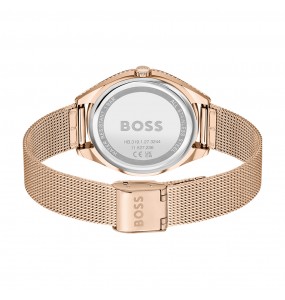 Montre Femme Hugo Boss Business  - Boîtier acier doré rose - Bracelet acier doré rose - Ref 1502639