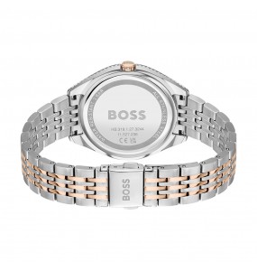 Montre Femme Hugo Boss Business  - Boîtier acier argenté - Bracelet acier argenté et doré rose - Ref 1502641