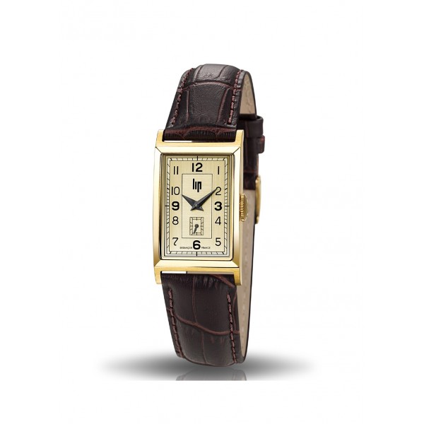 Lip Churchill T18 Cadran acier Doré - Bracelet Cuir Marron Lip Churchill T18 Cadran acier Doré - Bracelet Cuir Marron