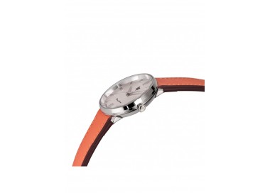 Lip Dauphine 29 mm cadran argenté - Bracelet cuir orange