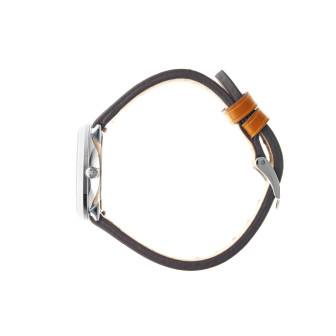 Lip Dauphine 29 mm cadran argenté - Bracelet cuir orange