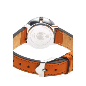 Lip Dauphine 29 mm cadran argenté - Bracelet cuir orange