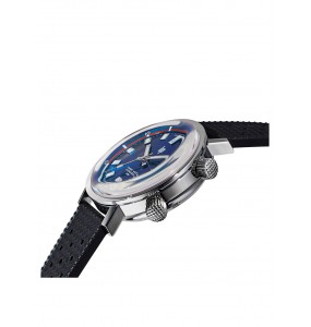 Lip Grande Nautic Auto/Saphir 41 mm cadran bleu - Bracelet caoutchouc perforé noir