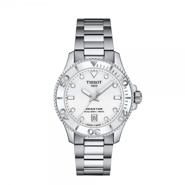 TISSOT SEASTAR 1000 36MM BLANC ACIER T1202101101100