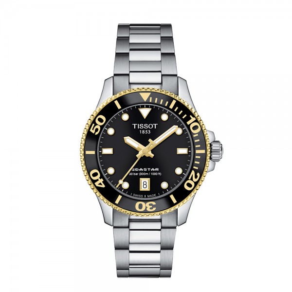 TISSOT SEASTAR 1000 36MM NOIR OR ACIER T1202102105100