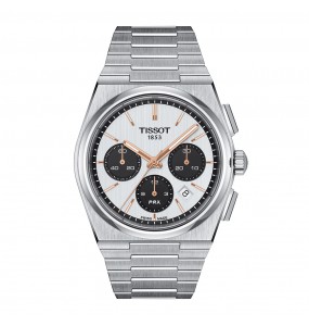 TISSOT PRX AUTOMATIC CHRONOGRAPH BLANC NOIR ACIER T1374271101100