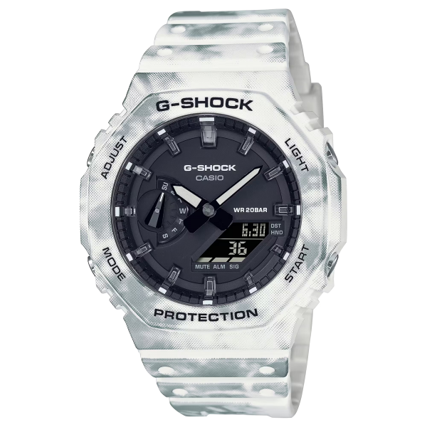 Montre Homme Casio G-Shock résine blanc cadran noir GAE-2100GC-7AER