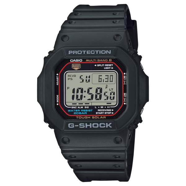 Montre Homme Casio G-Shock digital boîtier acier et cadran noirs, bracelet résine GW-M5610U-1ER