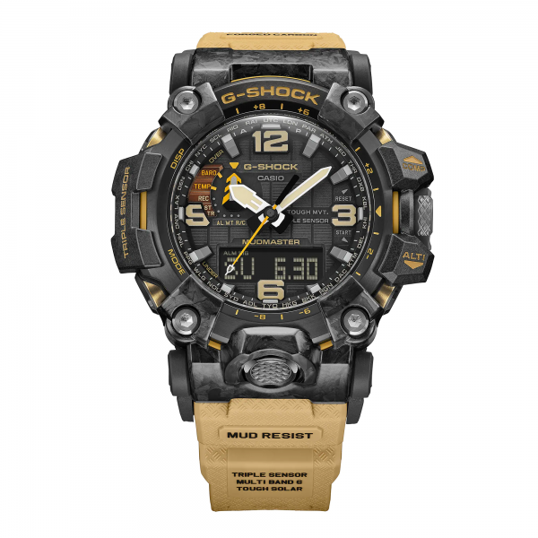 Montre Homme Casio G-Shock boîtier acier gris, cadran noir, bracelet carbone GWG-2000-1A5ER