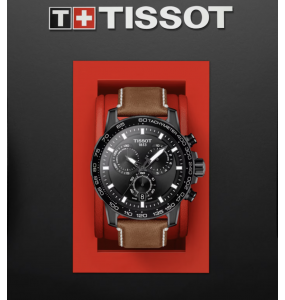 Montre Homme TISSOT Supersport Chronographe Cuir Camel Cadran Noir T1256173605101