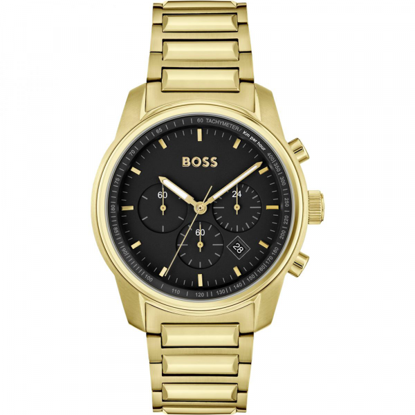 Montre Homme Boss Trace en Métal Doré Ref 1514006