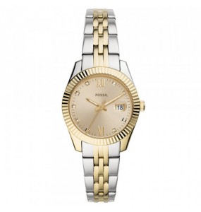 Montre Femme Fossil Scarlette Mini en Acier Argenté et Doré Ref ES4949