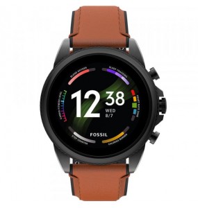 Montre Homme Connectée Fossil Gen 6 Smartwatch en Cuir Marron Ref FTW4062