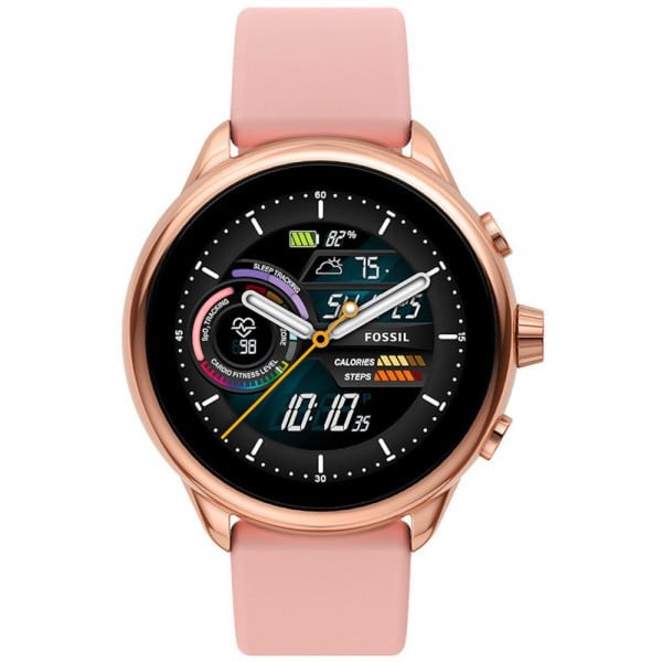 Montre Femme Connectée Fossil Gen 6 Wellness Edition en Silicone Rose Ref FTW4071