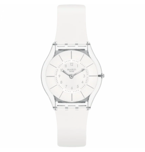 Montre Femme Swatch Skin Classic Biosourced en Plastique Blanc Ref SS08K102