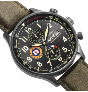 Montre Homme AVI-8 Hawker Hurricane Cuir Vert Kaki- AV- 4011-0E
