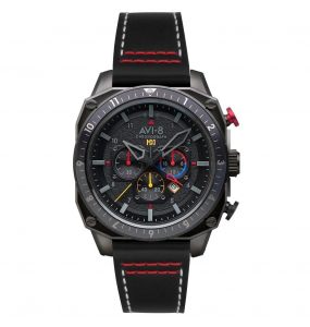 AVI-8 HAWKER HUNTER ATLAS DUAL TIME CHRONOGRAPH NOIR CUIR AV-4100-04