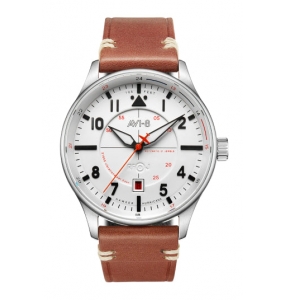 AVI-8 HAWKER HURRICANE KENT AUTOMATIC BLANC CUIR BRUN AV-4094-01