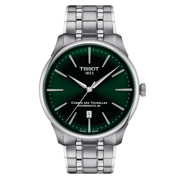 TISSOT CHEMIN DES TOURELLES POWERMATIC 80 42MM VERT ACIER T1394071109100