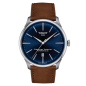 Montre Homme Tissot Chemin des Tourelles automatique bleu bracelet cuir brun - Réf. T1394071604100